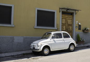 White small vintage Fiat Abarth