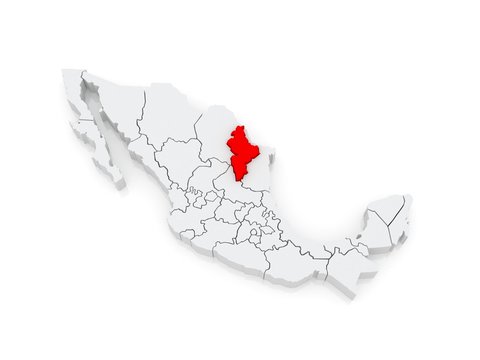 Map Of Nuevo Leon. Mexico.