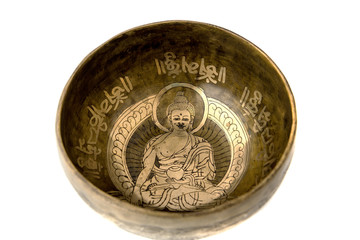 Tibetian singing bowl isolated on white