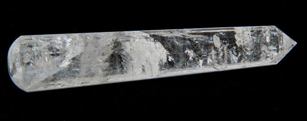 Qurtz rock crystal isolated on black background