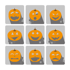 Icons Set of Halloween with  pumpkins funny