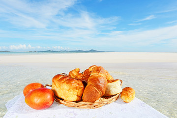 南国の美しいビーチとパン