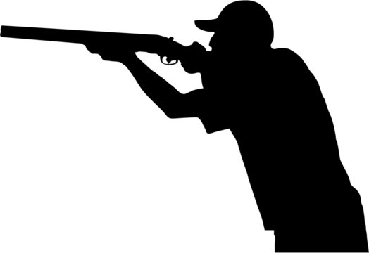 black silhouette of man aiming shotgun clip art preview