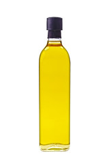 Olive oil bottle on white background