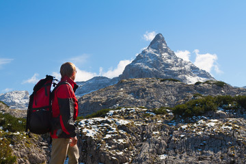 sport woman in mountains