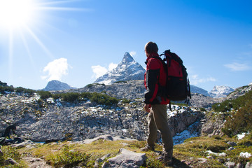 sport woman in mountains