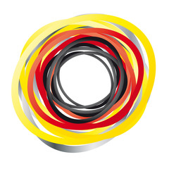 Deutschlandfarben im Kreis - Logo, abstraktes Symbol Deutschland, Button in schwarz, rot, gold, Tag der deutschen Einheit, Wahljahr 2021