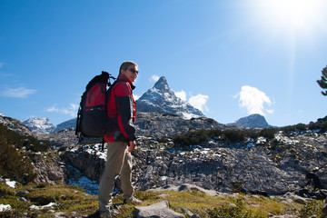 sport woman in mountains