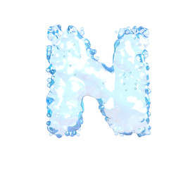 Water alphabet isolated on white (letter N)