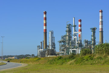 Oil refinery, Europe. Polluting energy. Heavy industry