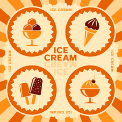 Ice cream label design with color icons