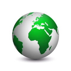 Grüne Erde Welt isoliert auf weißem Hintergrund