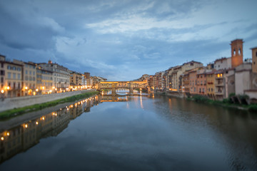 Fototapeta na wymiar Ponte Vecchio from St Trinity bridge, Florence