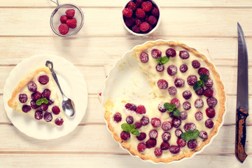 Homemade tart with strawberries