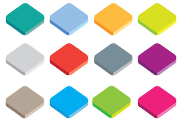 isometric coloured icon buttons