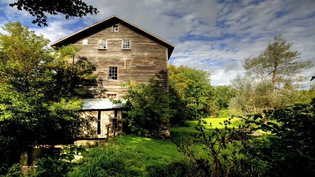 Timelapse  view of an old deserted mill