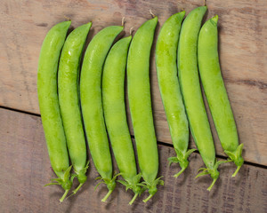 Group of fresh green pea pods