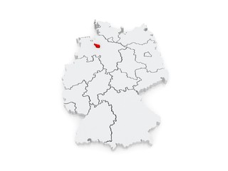 Map of Bremen. Germany.