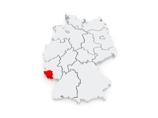 Map of Saarland. Germany.