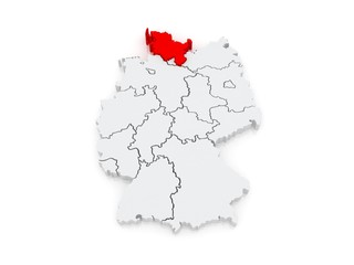 Map of Schleswig-Holstein. Germany.