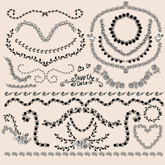 Floral Monochrome Design Laurels, Wreaths, Frame
