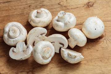 Food. Fresh white mushrooms champigonons