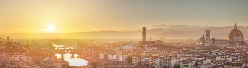 Arno River and Ponte Vecchio at sunset, Florence - obrazy, fototapety, plakaty