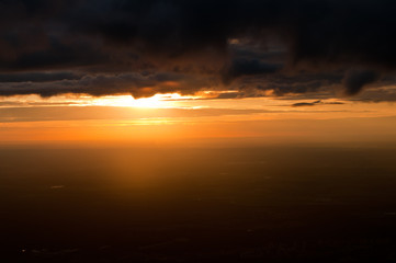 dramatic sunset sky aerial view