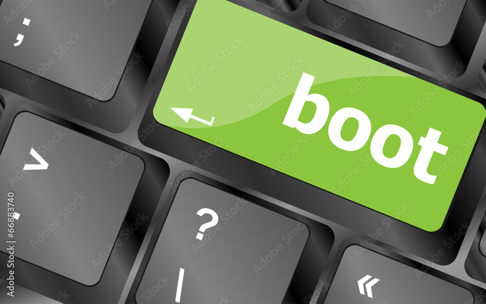 Poster boot button on computer pc keyboard key