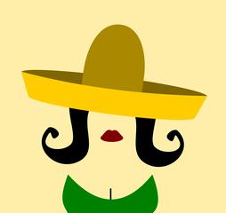 woman with long hair wearing sombrero