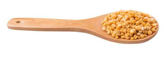 Dried Dal Lentil On Wooden Spoon