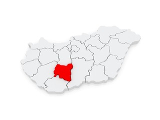 Map of Tolna. Hungary.