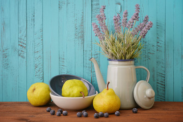 Lavender, blueberry and pear