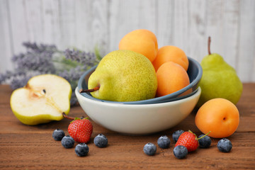 Apricot, blueberry and pear