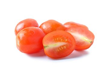 chopped tomato on white background