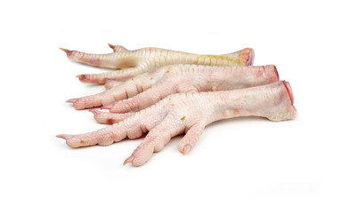 Chicken feet on white background