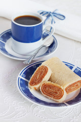 Typical Brazilian dessert bolo de rolo (swiss roll, roll cake)