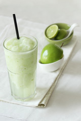 fresh apple smoothies drinks on white background