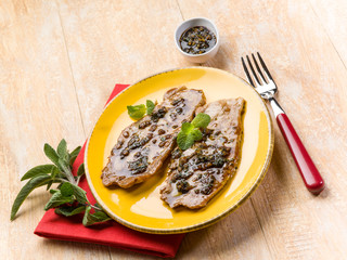escalope marinated with mixed herbs