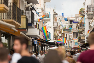 Street with rainbow flags