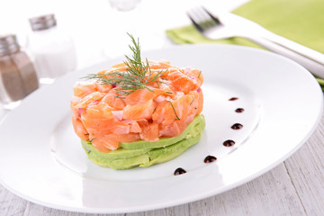 salmon tartar and avocado