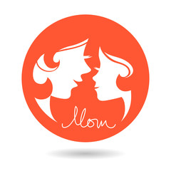 Mother and baby silhouettes. Card of Happy Mother's Day