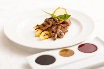 grilled beef with sauce