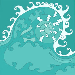 Vector Illustration of waves, hand drawing