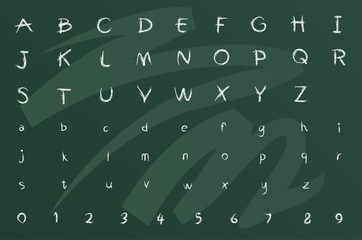 handwritten chalk ABC on a blackboard