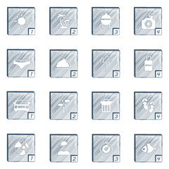 the shield Summer button and icon set with blue color style