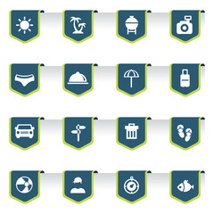 Summer button and icon set 16 in 1