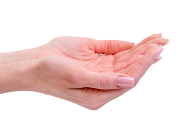 hands of young woman - isolated on white background