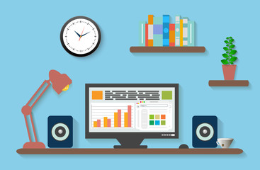 Modern office interior with designer desktop