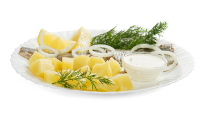 Herring, potatoes, fennel and onions